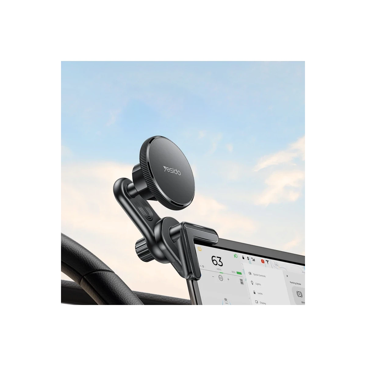 Yesido C213 360 Derece Ayarlanabilir Araç CarPlay Ekranına Sabitlenen Magsafe Araç Tutucu - Siyah