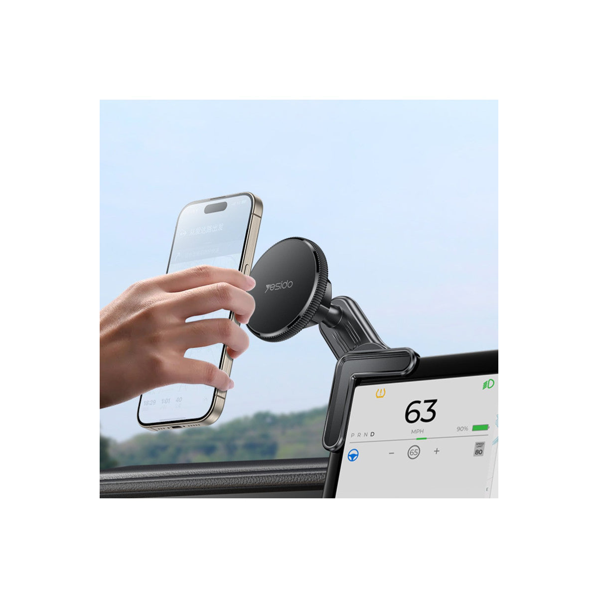 Yesido C213 360 Derece Ayarlanabilir Araç CarPlay Ekranına Sabitlenen Magsafe Araç Tutucu