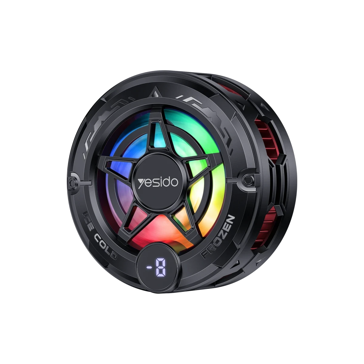 Yesido C226 Dijital Sıcaklık Göstergeli RGB Işıklı Radyatör Telefon Soğutucu Fan - Siyah