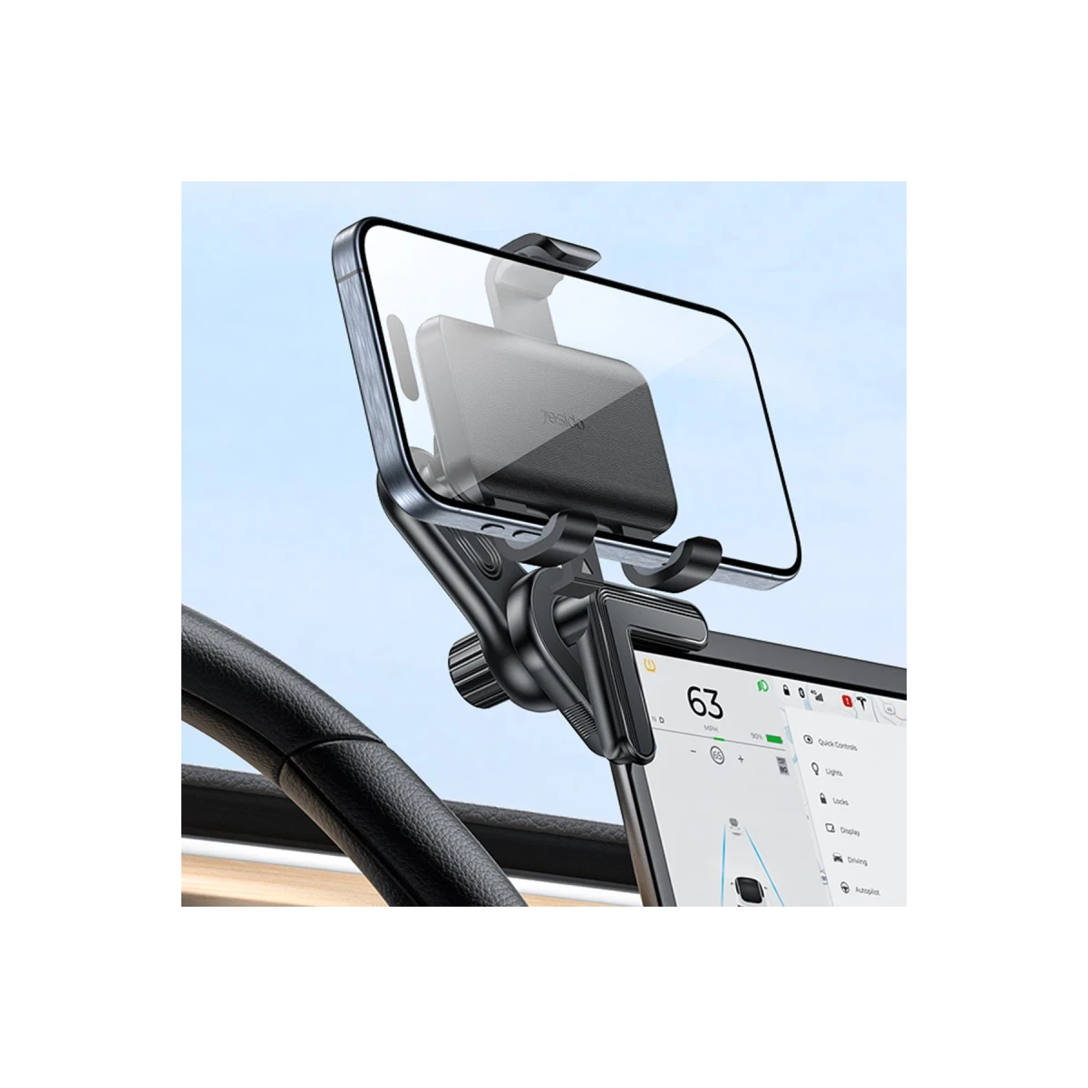 Yesido C250 360 Derece Ayarlanabilir Araç CarPlay Ekranına Sabitlenen Araç Telefon Tutucu - Siyah
