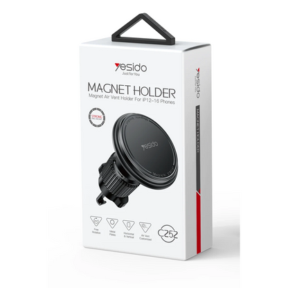 Yesido C252 Magsafe Uyumlu Havalandırma Tipi Manyetik Araç Tutucu - Siyah