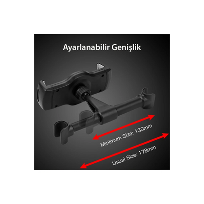 Yesido C29 360 Derece Ayarlanabilir Klipsli Koltuk Arkası Telefon Tablet Tutucu - Siyah