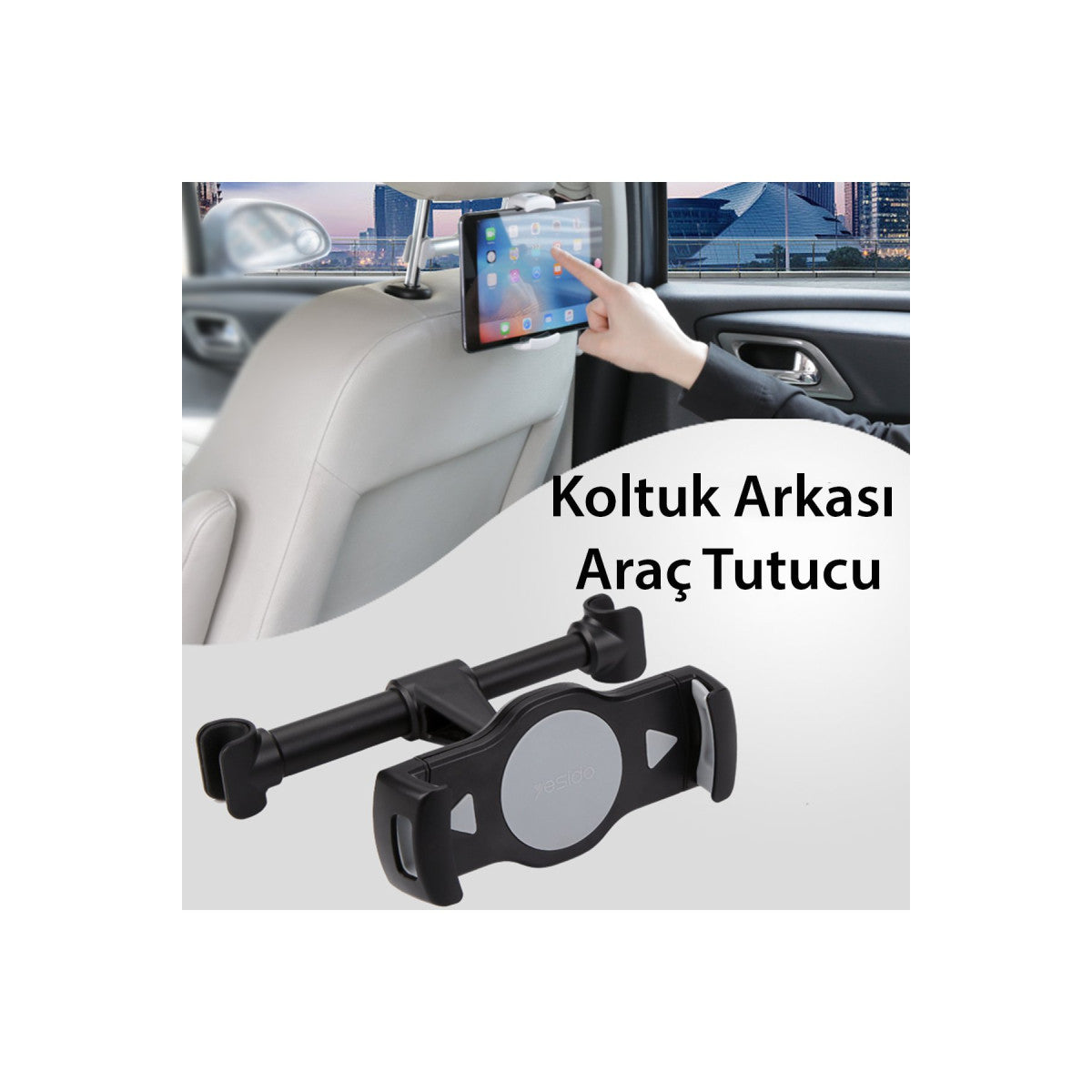 Yesido C29 360 Derece Ayarlanabilir Klipsli Koltuk Arkası Telefon Tablet Tutucu