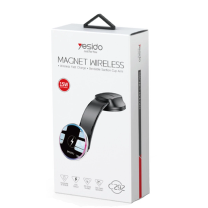 Yesido C292 Yapışkanlı 360 Derece Ayarlanabilir 15W Kablosuz Şarjlı Manyetik Magsafe Araç Tutucu - Siyah