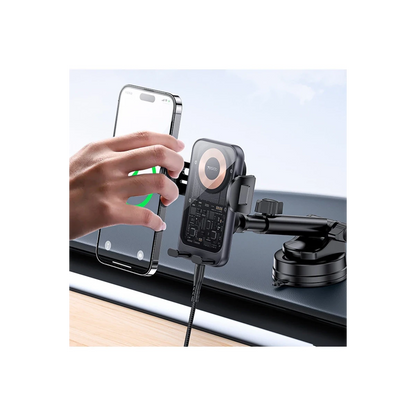Yesido C307 Yapışkanlı 360 Derece Ayarlanabilir Cam Yüzeyli 15W Kablosuz Şarjlı Magsafe Araç Tutucu - Siyah