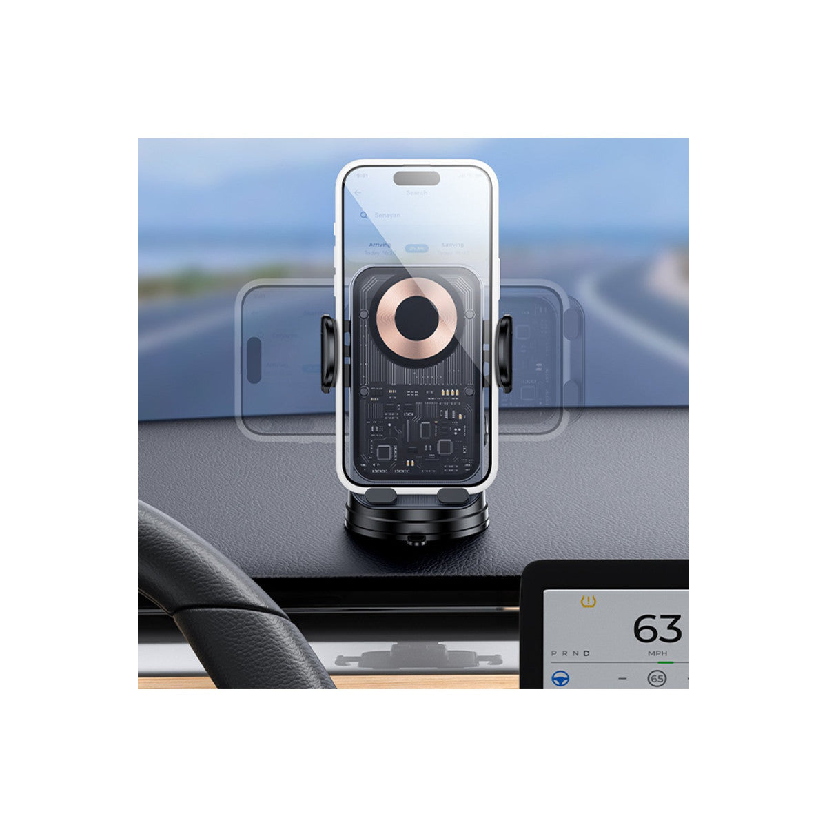 Yesido C307 Yapışkanlı 360 Derece Ayarlanabilir Cam Yüzeyli 15W Kablosuz Şarjlı Magsafe Araç Tutucu