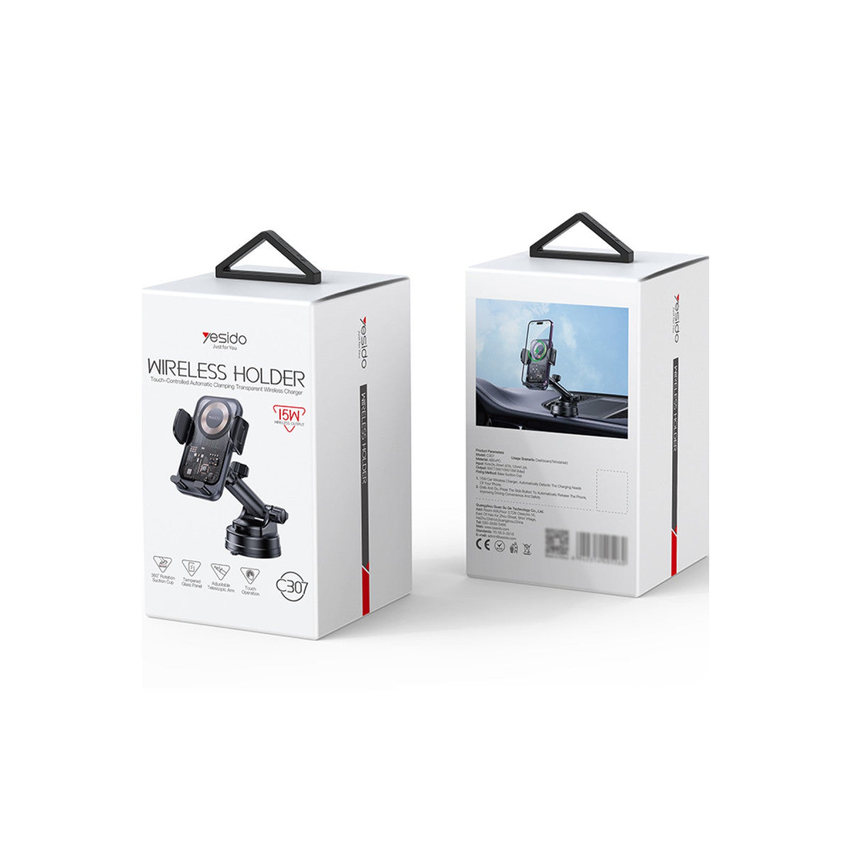 Yesido C307 Yapışkanlı 360 Derece Ayarlanabilir Cam Yüzeyli 15W Kablosuz Şarjlı Magsafe Araç Tutucu