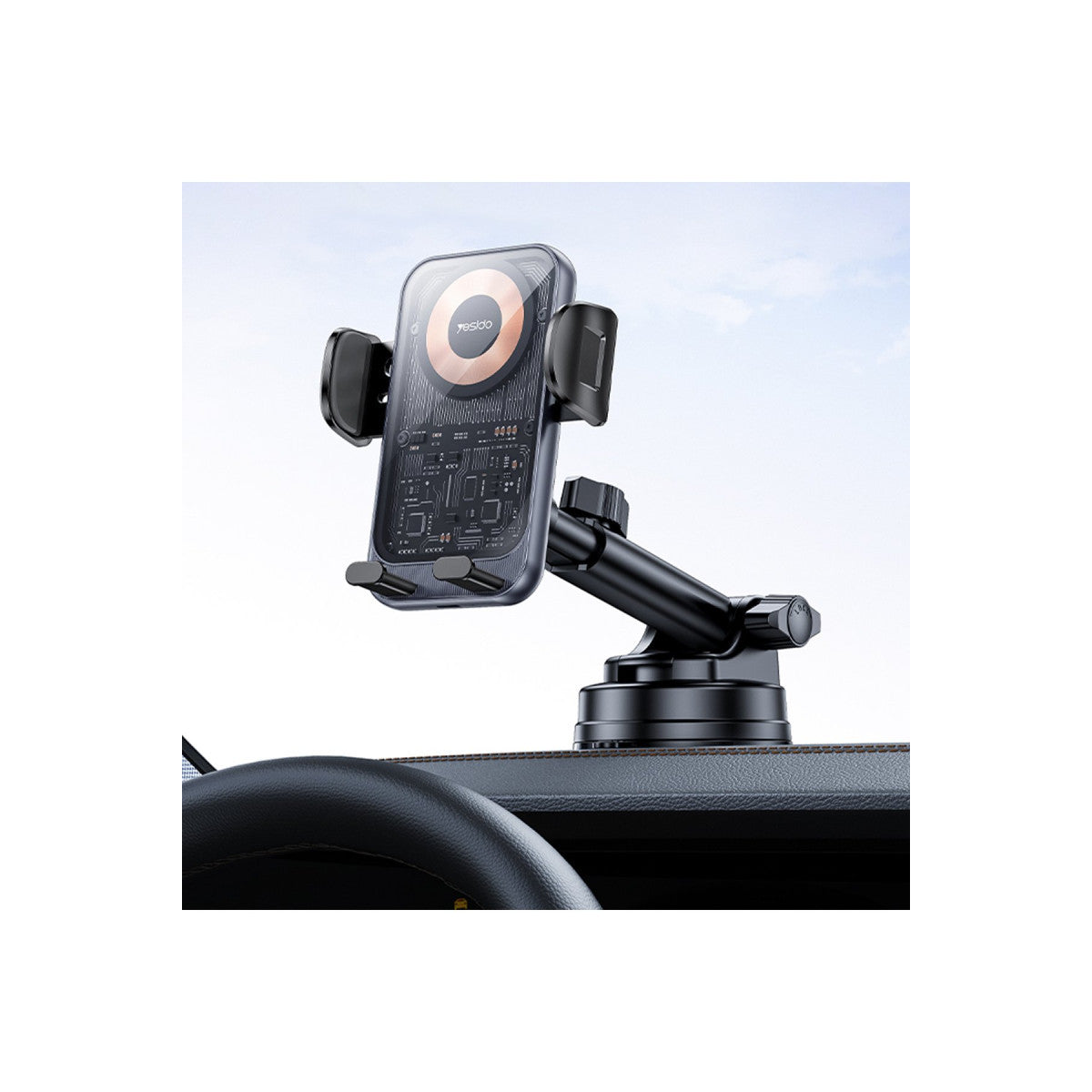 Yesido C307 Yapışkanlı 360 Derece Ayarlanabilir Cam Yüzeyli 15W Kablosuz Şarjlı Magsafe Araç Tutucu