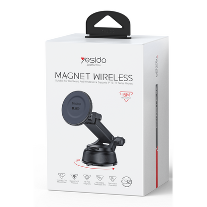 Yesido C321 15W MagSafe Vakumlu Kablosuz Şarjlı Araç Tutucu