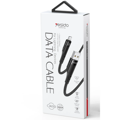 Yesido CA109 3M 2A Usb to Lightning Hızlı Şarj Kablosu - Siyah