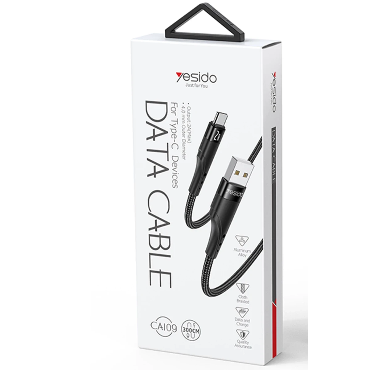 Yesido CA109 3M 2A Usb to Type-C Hızlı Şarj Kablosu - Siyah