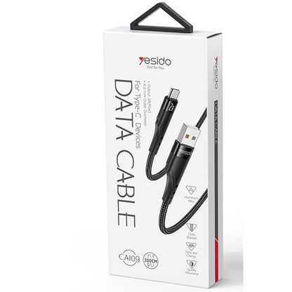 Yesido CA109 3M 2A Usb to Type-C Hızlı Şarj Kablosu - Siyah