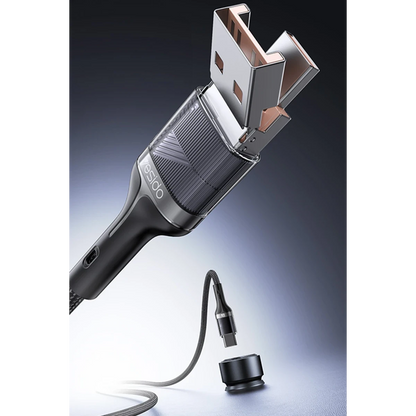 Yesido CA165C 1.2M 2in1 Bir Ucu USB ve Type-C to Type-C PD Hızlı Şarj Kablosu - Siyah