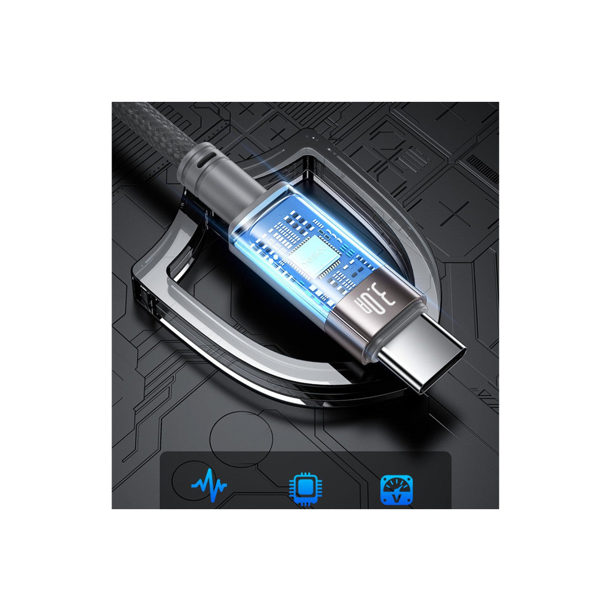 Yesido CA173 1M 60W USB to Type-C Manyetik Katlanma Özellikli PD Hızlı Şarj Kablosu