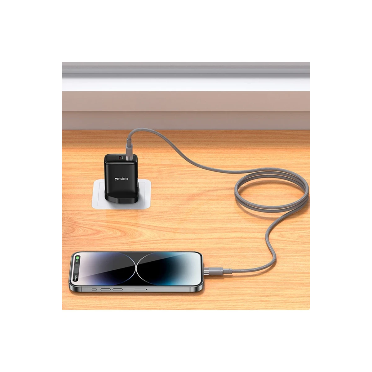Yesido CA174 1M 27W USB to Lightning Manyetik Katlanma Özellikli PD Hızlı Şarj Kablosu - Gri