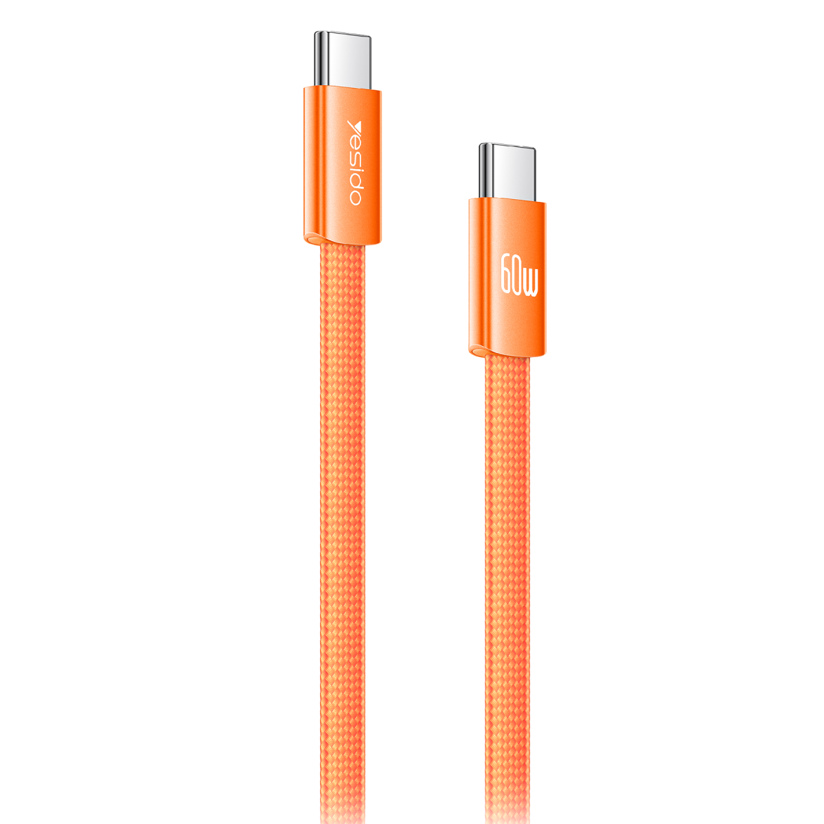 Yesido CA206 60W Type-C to Type-C Örgülü Düz Hızlı Şarj ve Data Kablosu