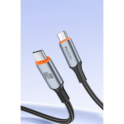 Yesido CA212 1M 140W Type-C to Type-C PPS Destekli Hızlı Şarj Kablosu - Siyah
