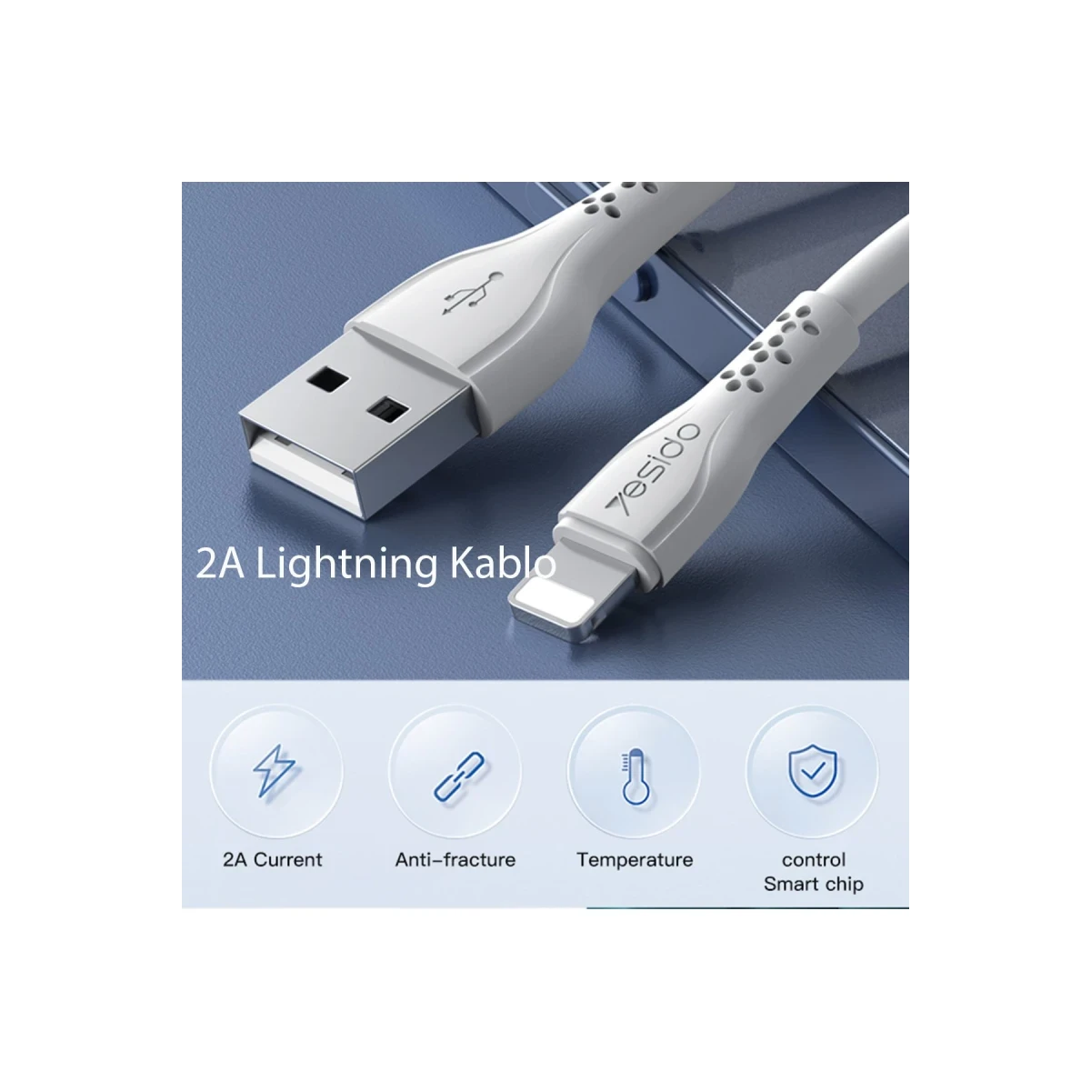 Yesido CA71 1M 2A Usb to Lightning Hızlı Şarj Kablosu - Beyaz