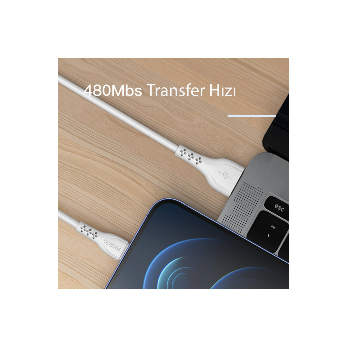 Yesido CA71 1M 2A Usb to Lightning Hızlı Şarj Kablosu