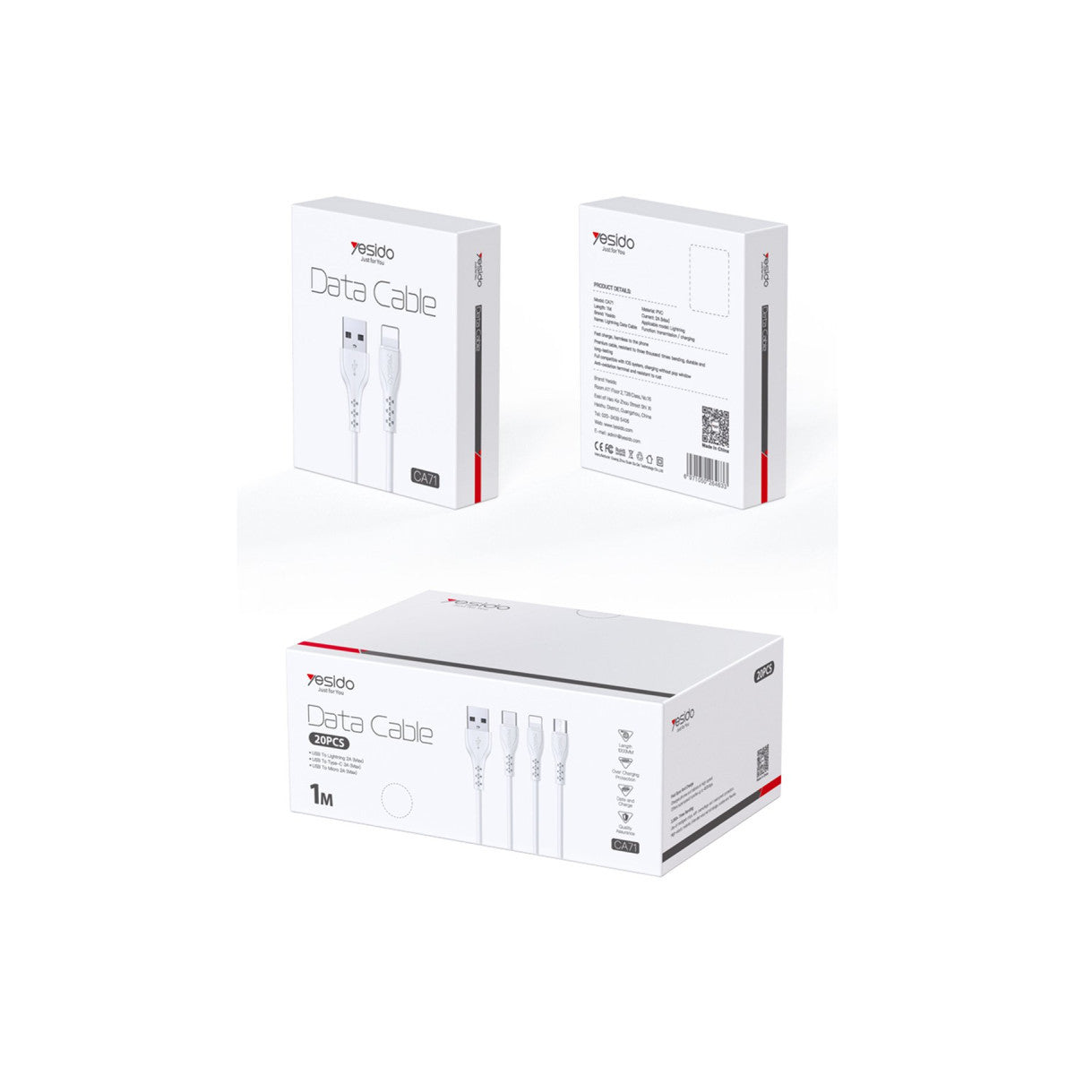 Yesido CA71 1M 2A Usb to Lightning Hızlı Şarj Kablosu