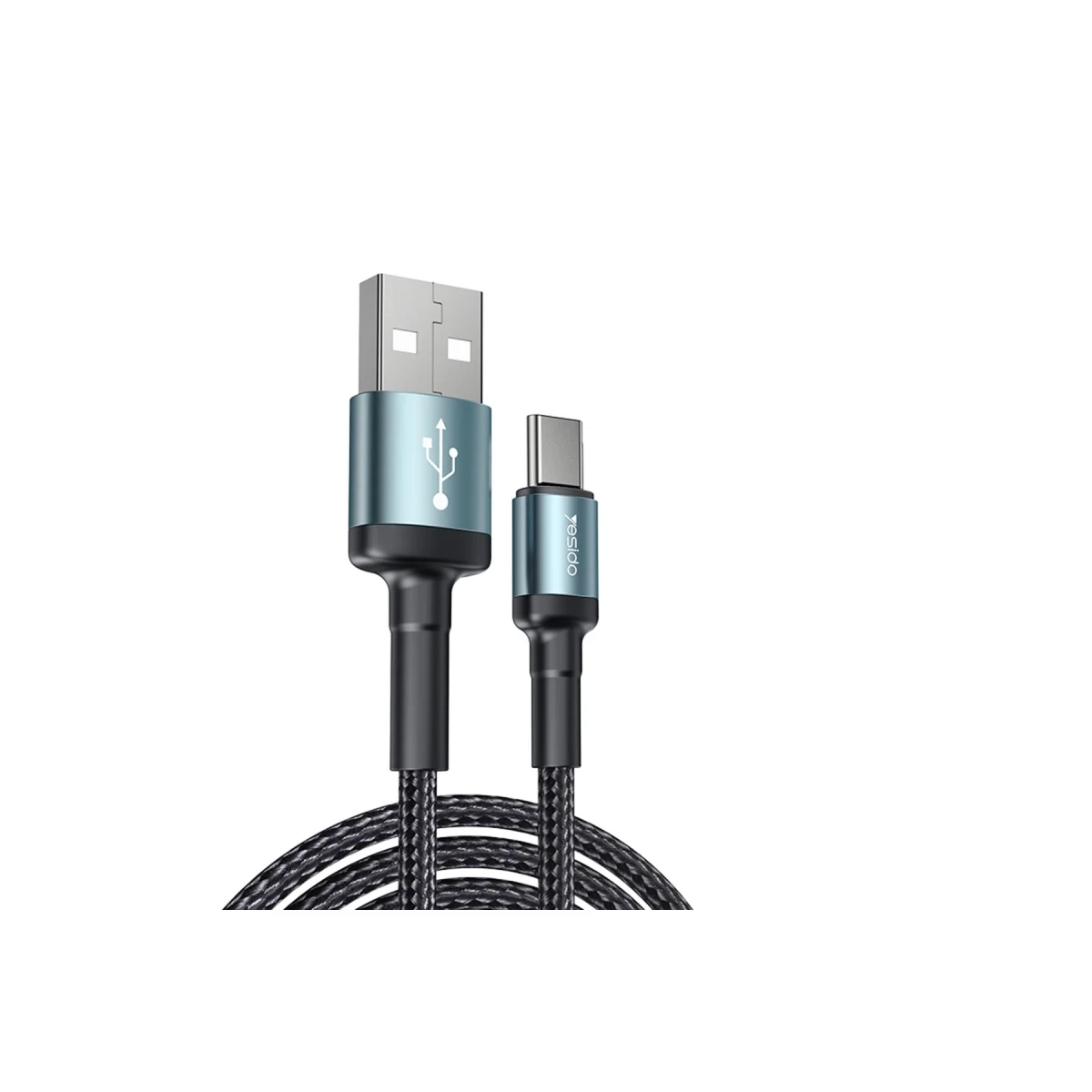 Yesido CA74 1.2M 2.4A Hasırlı Usb to Type-C Hızlı Şarj Kablosu - Siyah