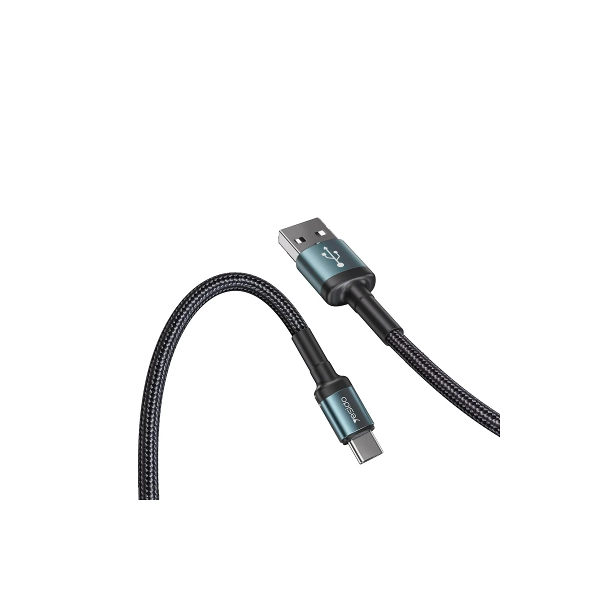 Yesido CA74 1.2M 2.4A Hasırlı Usb to Type-C Hızlı Şarj Kablosu - Siyah