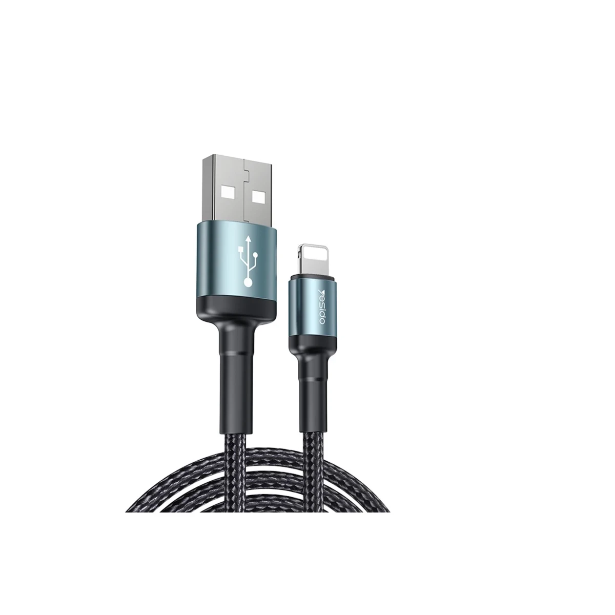 Yesido CA75 2M 2.4A Hasırlı Usb to Lightning Hızlı Şarj Kablosu - Siyah
