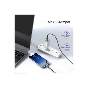 Yesido CA75 2M 2.4A Hasırlı Usb to Lightning Hızlı Şarj Kablosu - Siyah