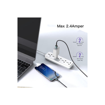 Yesido CA75 2M 2.4A Hasırlı Usb to Lightning Hızlı Şarj Kablosu