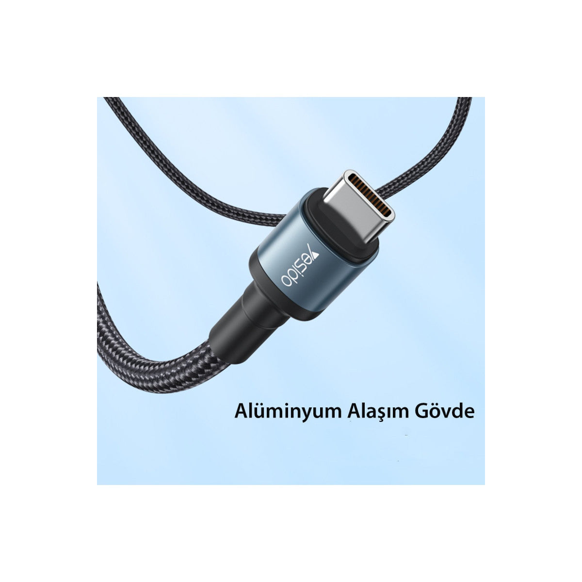 Yesido CA78 1.2M 60W Hasırlı Type-C to Type-C PD Hızlı Şarj Kablosu
