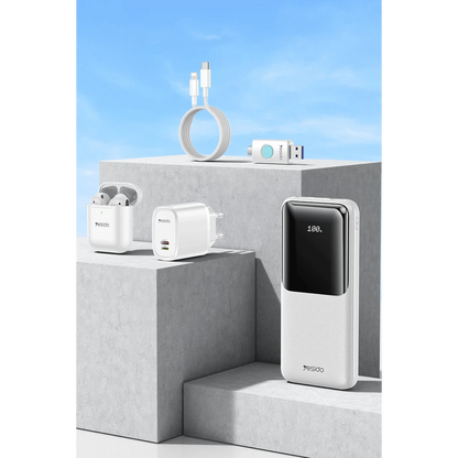 Yesido CG10 5in1 12W Şarj Aleti Kablo Powerbank Flash Bellek Airpods Set - Beyaz