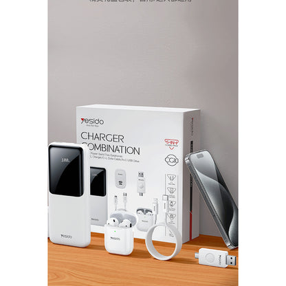 Yesido CG10 5in1 12W Şarj Aleti Kablo Powerbank Flash Bellek Airpods Set