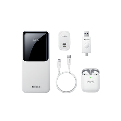 Yesido CG10 5in1 12W Şarj Aleti Kablo Powerbank Flash Bellek Airpods Set