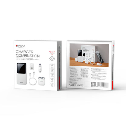 Yesido CG10 5in1 12W Şarj Aleti Kablo Powerbank Flash Bellek Airpods Set