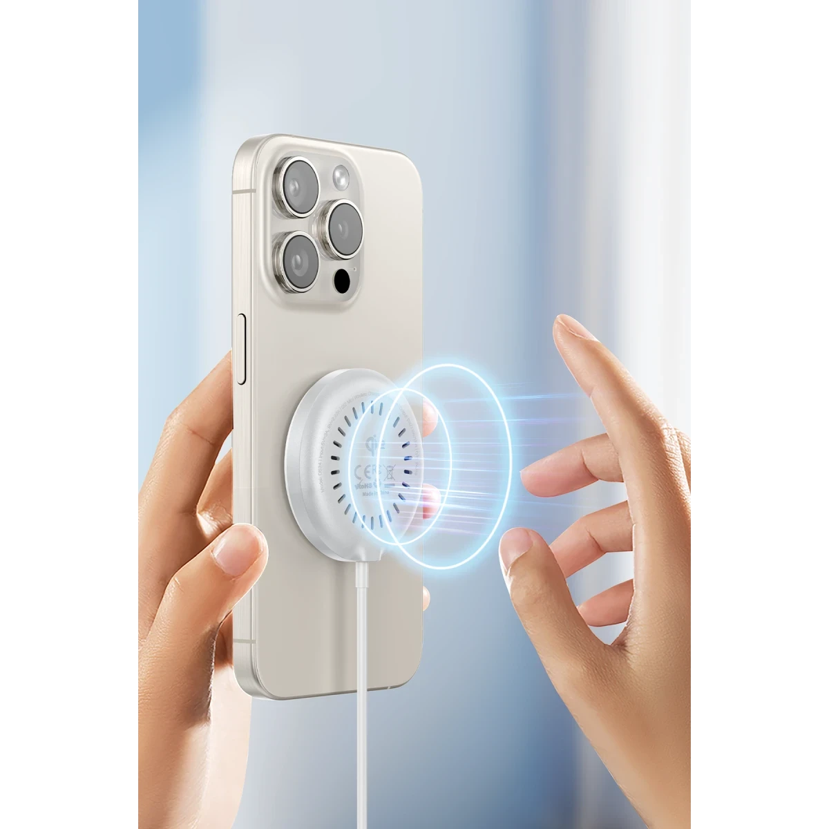 Yesido DS24 1M Type-C Kablo 15W Kablosuz Şarj Aleti - Beyaz