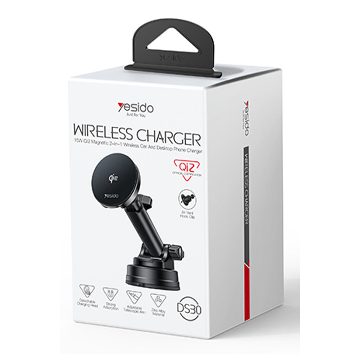 Yesido DS30 2in1 Izgara Klipsli ve Vantuzlu 15W Kablosuz Şarjlı Manyetik Magsafe Araç Tutucu