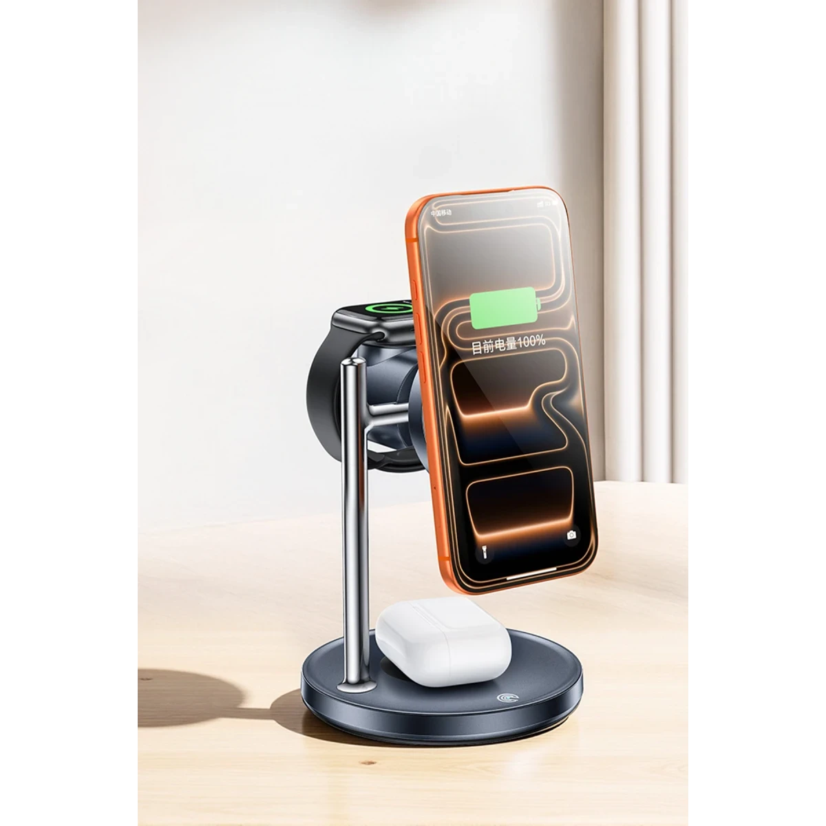 Yesido DS40 Qi2.2 25W Hızlı Şarj Destekli Apple Watch ve Samsung Watch Uyumlu Manyetik Masaüstü Kablosuz Şarj Cihazı  - Siyah