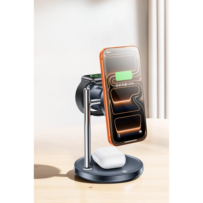 Yesido DS40 Qi2.2 25W Hızlı Şarj Destekli Apple Watch ve Samsung Watch Uyumlu Manyetik Masaüstü Kablosuz Şarj Cihazı  - Siyah