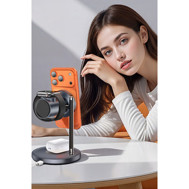 Yesido DS40 Qi2.2 25W Hızlı Şarj Destekli Apple Watch ve Samsung Watch Uyumlu Manyetik Masaüstü Kablosuz Şarj Cihazı