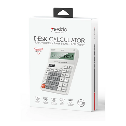 Yesido EC10 Güneş Enerjili Hesap Makinesi - Beyaz