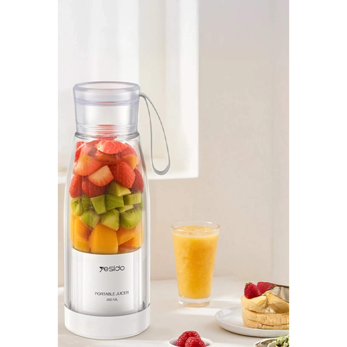 Yesido EC17 80W 18.500 RPM Hızında Şarjlı Taşınabilir Blender - Beyaz