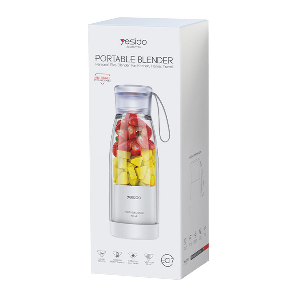 Yesido EC17 80W 18.500 RPM Hızında Şarjlı Taşınabilir Blender