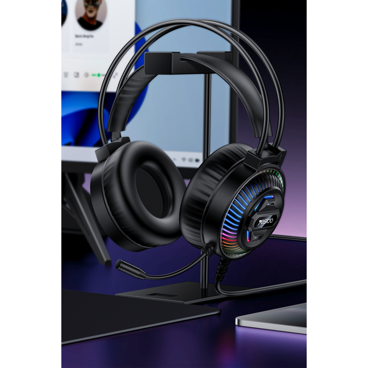 Yesido EK06 RGB Işıklı Mikrofonlu Kablolu Oyuncu Kulaklığı