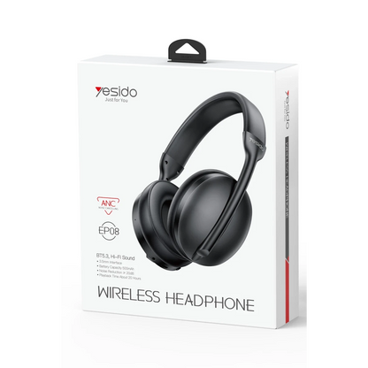 Yesido EP08 BT 5.3 Aktif Gürültü Engelleyici Özellikli Kafaüstü Bluetooth Kulaklık - Siyah