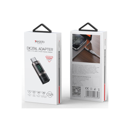 Yesido GS24 Type-C to Type-C 100W Dijital Ekranlı Dönüştürücü