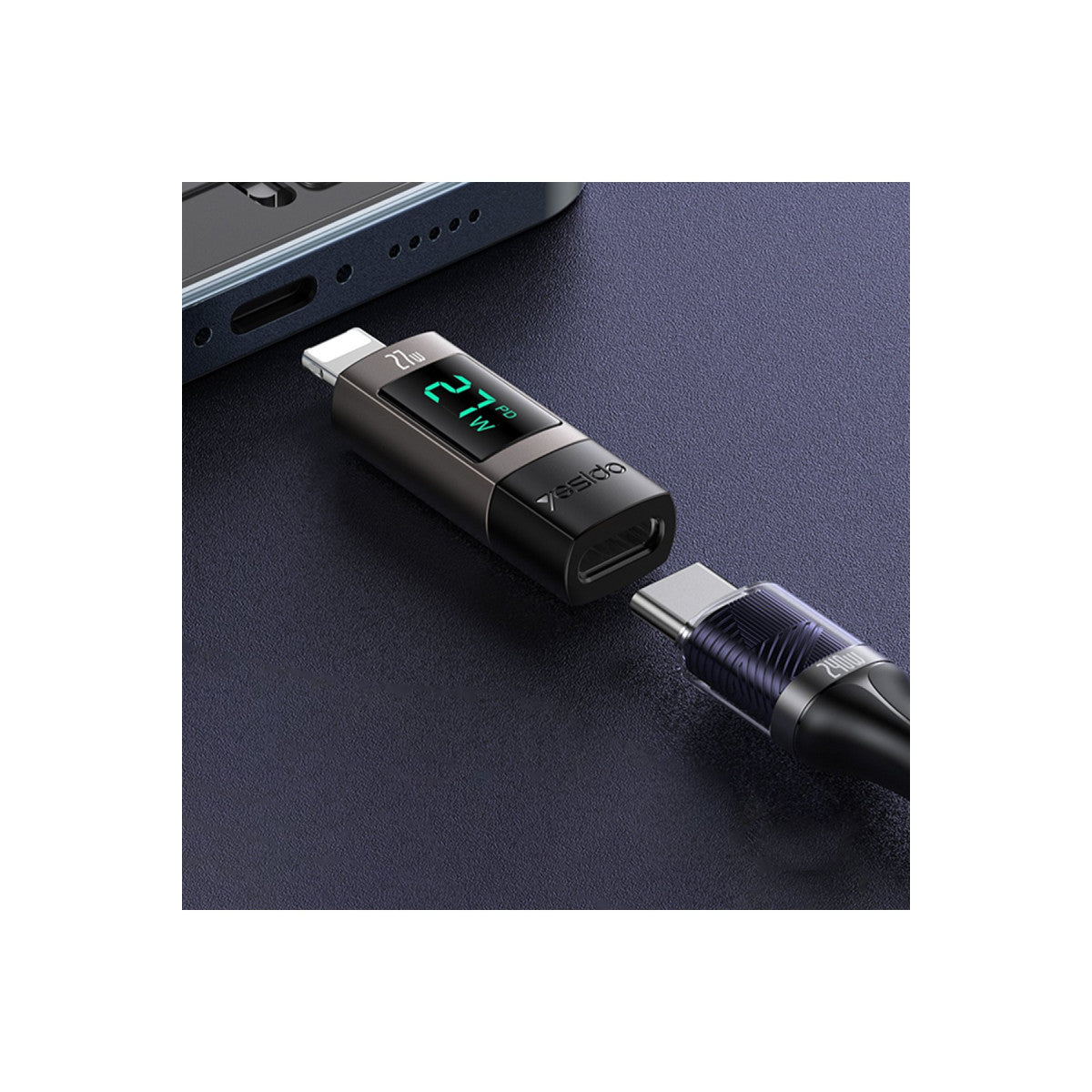 Yesido GS25 Lightning to Type-C 27W Dijital Ekranlı Dönüştürücü