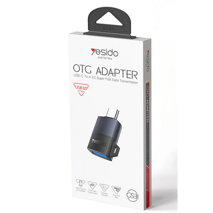 Yesido GS31 Type-C to USB 3.0 5 GB/S Data ve 18W Hızlı Şarj Destekli OTG Dönüştürücü - Siyah