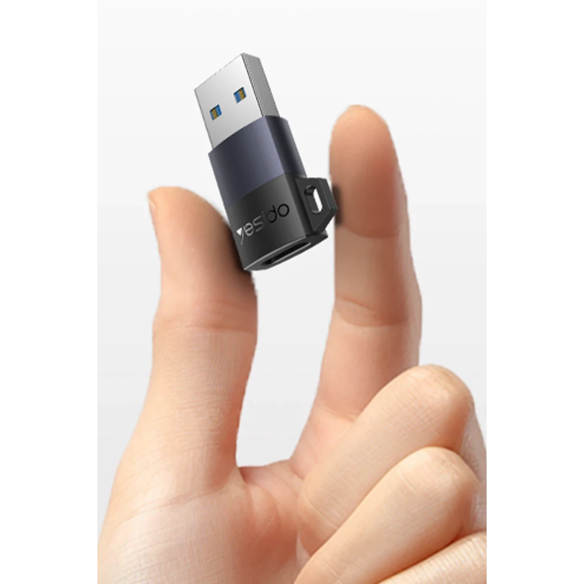 Yesido GS34 USB to Type-C 480 Mbps Data ve 18W Hızlı Şarj Destekli OTG Dönüştürücü - Siyah