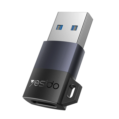 Yesido GS34 USB to Type-C 480 Mbps Data ve 18W Hızlı Şarj Destekli OTG Dönüştürücü - Siyah