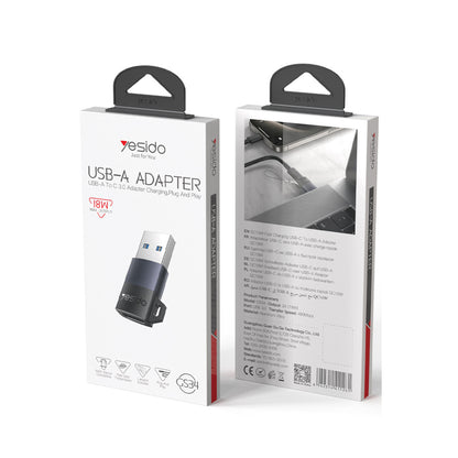 Yesido GS34 USB to Type-C 480 Mbps Data ve 18W Hızlı Şarj Destekli OTG Dönüştürücü